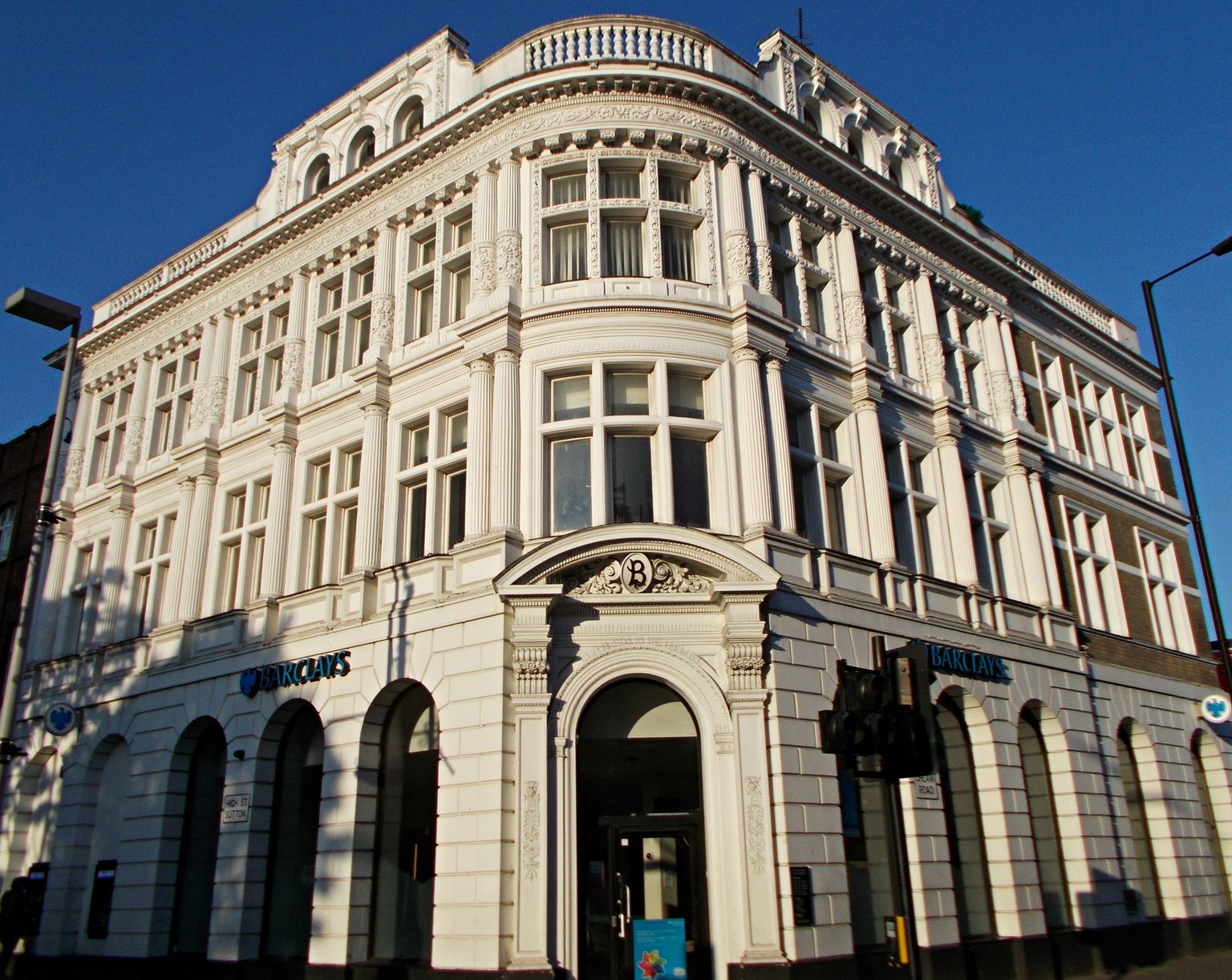 Barclays Bank building on the High Street corner, Sutton