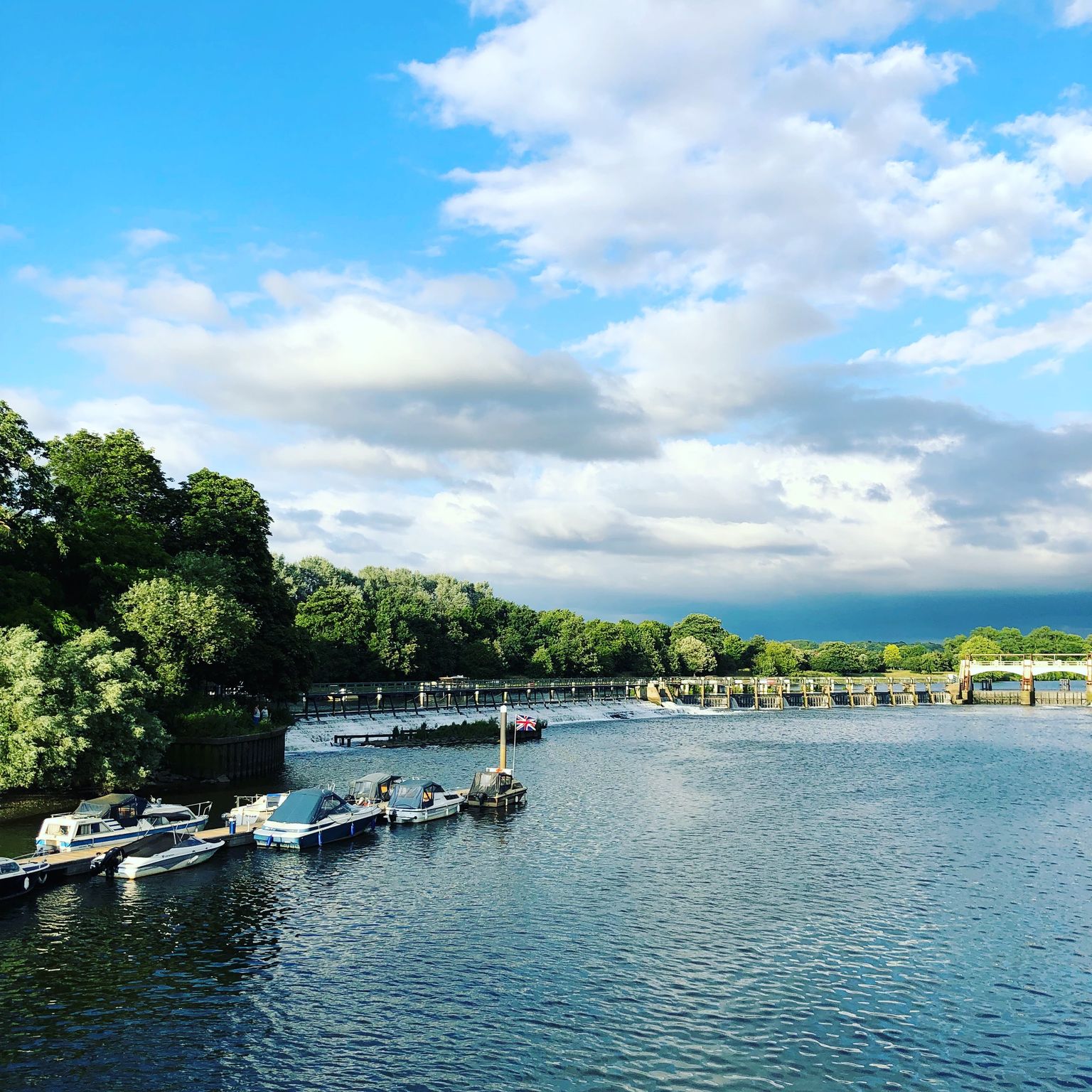 Teddington Lock and weir on the Thames