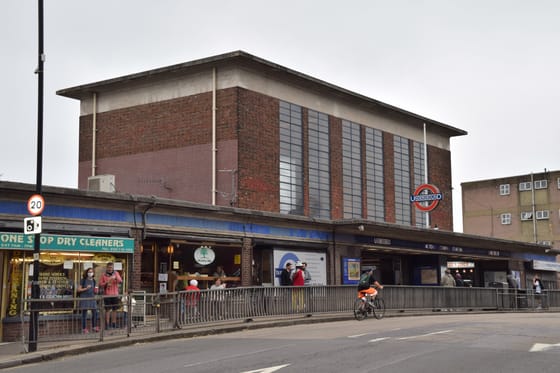 Acton Town station, the Grade II listed Charles Holden building on Gunnersbury Lane