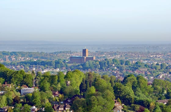 Guildford Cathedral above the town