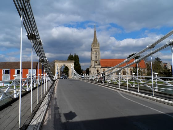 Marlow suspension bridge and All Saints church