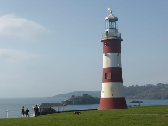 Smeaton's Tower on Plymouth Hoe, looking out over the Sound